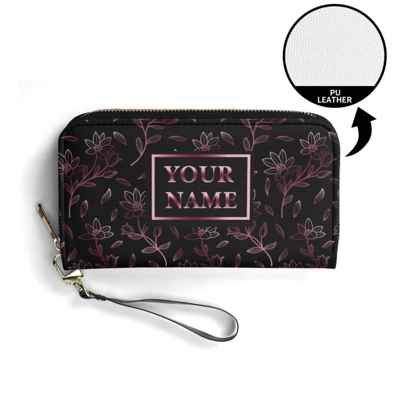 Custom Name Wallet - Purple Flowers - Image 4