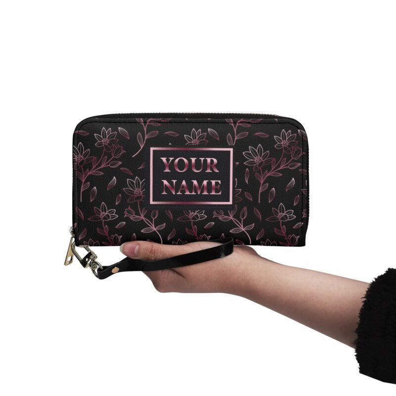 Custom Name Wallet - Purple Flowers - Image 8