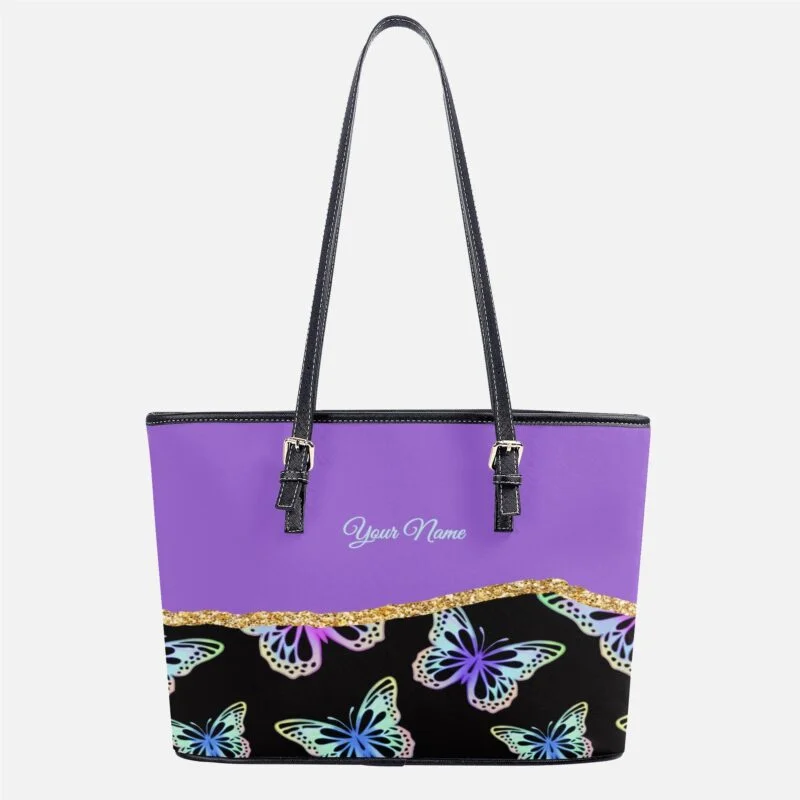 Fashion PU Tote Bag - Gradient Butterflies