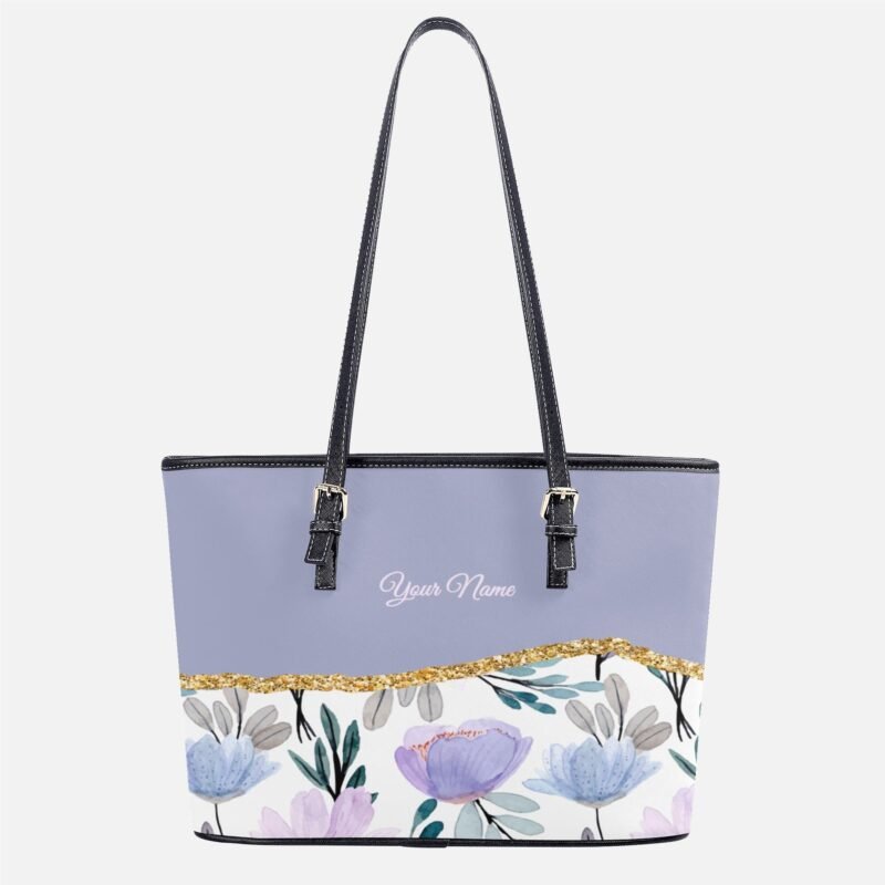 Custom Fashion Tote Bags - Purple Flowers