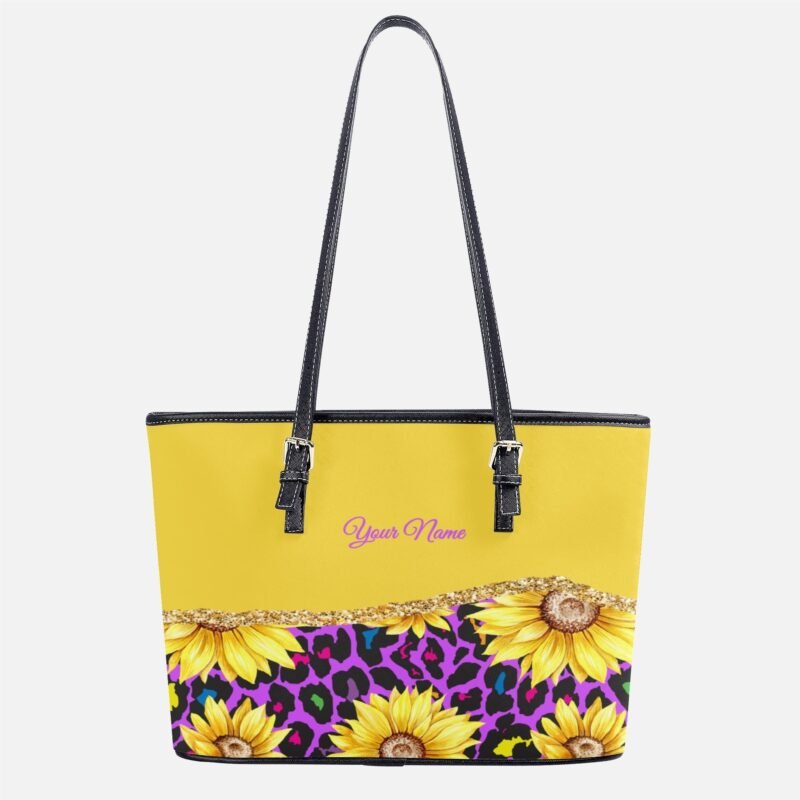 Custom Tote Bags With Name - Purple Sunflowers