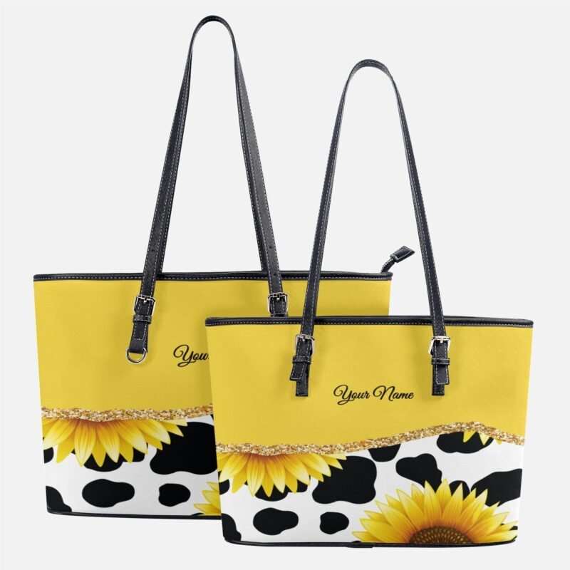 Personalized Fashion PU Tote Bags - Sunflowers - Image 5
