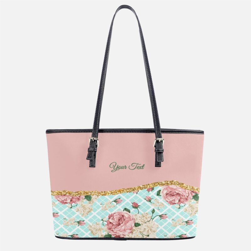 Custom PU Tote Bags Pink Rouses